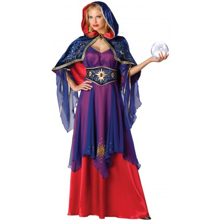 costume sorceress mystical hooded gown cape belt 1076 sexy fortune teller