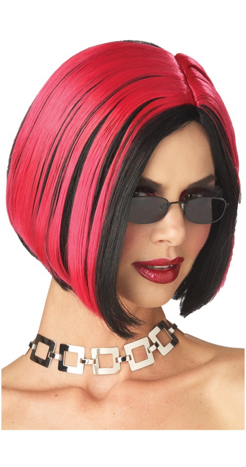 Neon Flux Wig Pink &amp; Black Aeon Cosplay Costume Accessory image - P_CC_70495