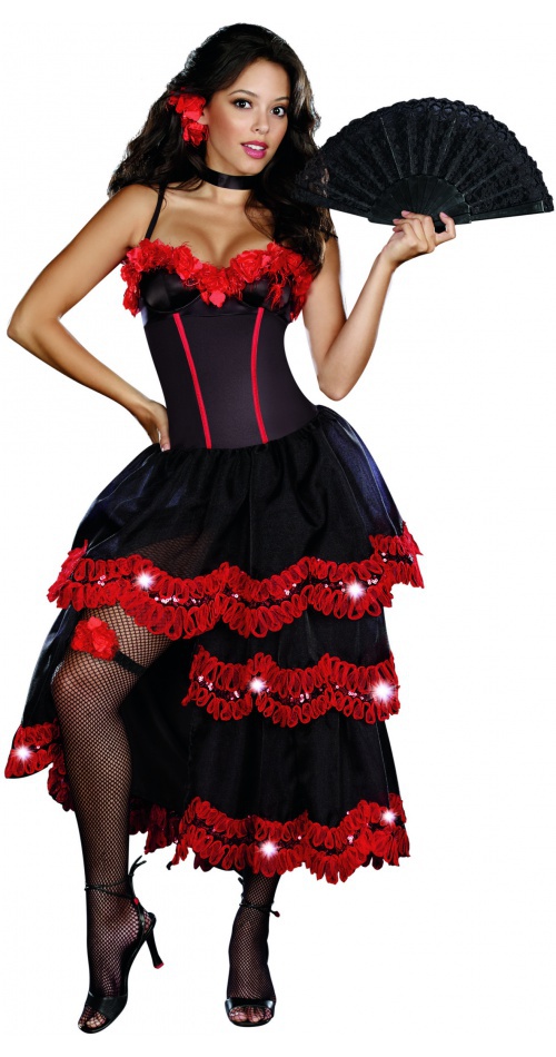 Spanish Seduction Flamenco Dancer Mexican Senorita Western Costume