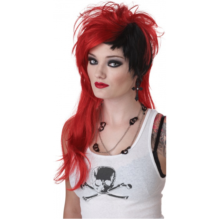 Smash Punk Wig Red And Black Rock Costume Accessory Image 9964