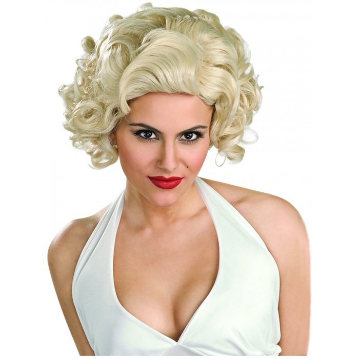 Marilyn Monroe Wig Short Curly Blonde 1950s Hollywood Starlet Costume 