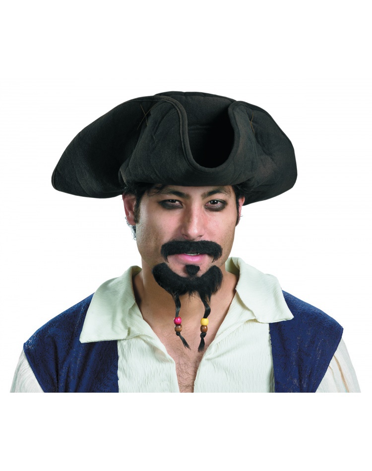 Pirate Hat With Moustache And Goatee Jack Sparrow Costume Accessory 1164
