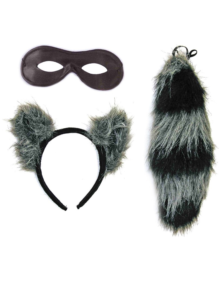 Raccoon Ears Tail And Mask Set Raccoon Costume Kit 6336