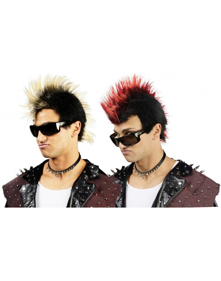 Faux Hawk Wig Punk Mohawk Black And Blonde Costume Accessory