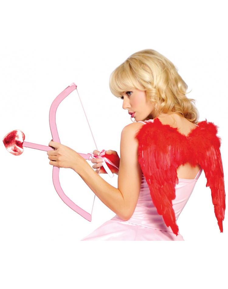 Cupid Kit Red Feather Wings Bow And Arrow Costume Accessory Set 1669