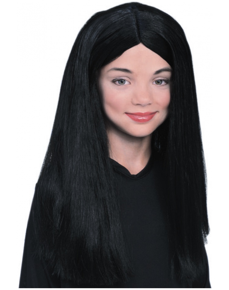 Morticia Addams Wig Black Vampire Witch Sorceress Costume Accessory 