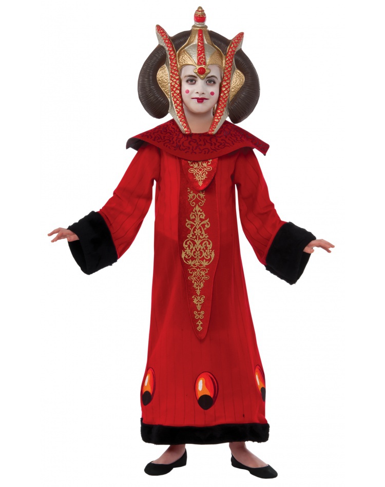 Deluxe Queen Amidala Long Red Ceremonial Dress Costume